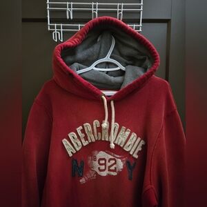 Abercrombie & Fitch Cozy Red Hoodie with Gray Lining